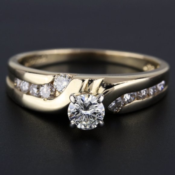 14K Yellow Gold Diamond Engagement Ring by Crescent - Picture 5 of 7